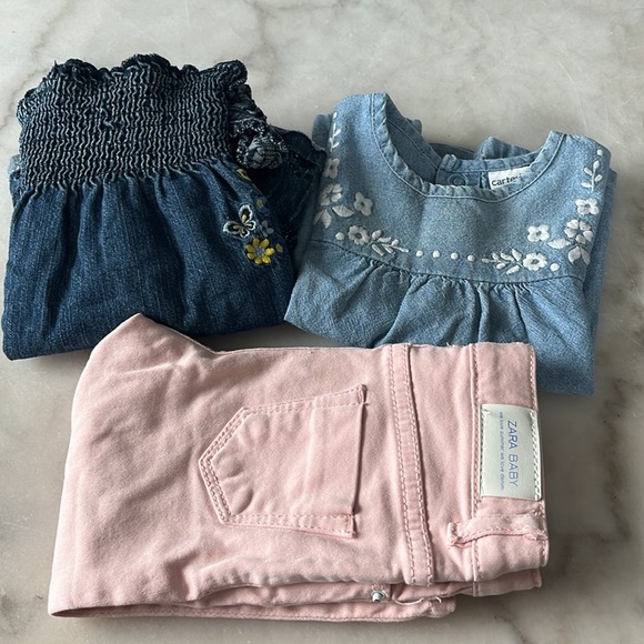 Zara Baby Girl Jean Children’s Place Denim Tunic Dress Denim Top Bundle 6 Months - Picture 15 of 15